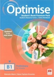 Optimise B1. Updated edition. Język angielski. Student`s Book Premium Pack (+ eBook + kod + Workbook online). Podręcznik + ebook + kod + zeszyt ćwiczeń online. Liceum i technikum - Malcolm Mann, Steve Taylore-Knowles